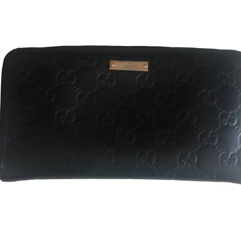 Gucci Black Guccissima Zip Around Long Wallet GG Signature leather - Picture 3 of 12